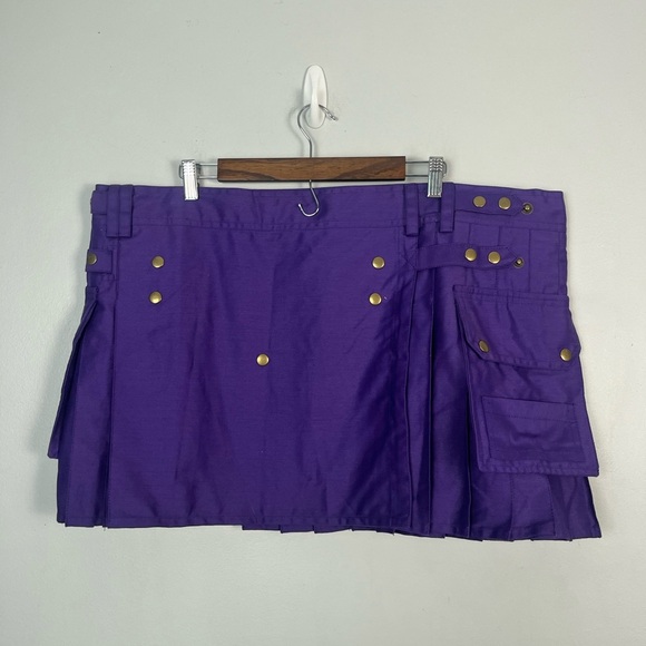 PD Kilts Mini Cargo Kilt Size 46 purple steampunk - Picture 3 of 4